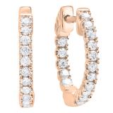 0.52 Carat (ctw) 14K Rose Gold Round Lab Grown White Diamond Ladies Hoop Earrings 1/2 CT