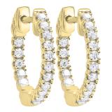 0.52 Carat (ctw) 14K Yellow Gold Round Lab Grown White Diamond Ladies Hoop Earrings 1/2 CT