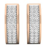 0.20 Carat (ctw) 18K Rose Gold Round Lab Grown White Diamond Huggies Hoop Earrings 1/5 CT