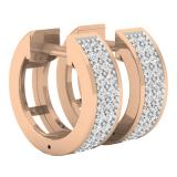 0.20 Carat (ctw) 18K Rose Gold Round Lab Grown White Diamond Huggies Hoop Earrings 1/5 CT