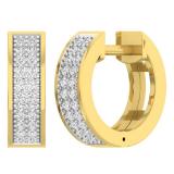 0.20 Carat (ctw) 18K Yellow Gold Round Lab Grown White Diamond Huggies Hoop Earrings 1/5 CT