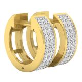 0.20 Carat (ctw) 18K Yellow Gold Round Lab Grown White Diamond Huggies Hoop Earrings 1/5 CT