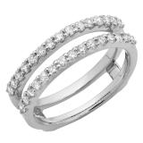 0.50 Carat (ctw) 10K White Gold Round Lab Grown Diamond Ladies Wedding Band Enhancer Guard Band 1/2 CT