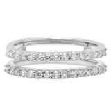 0.50 Carat (ctw) 10K White Gold Round Lab Grown Diamond Ladies Wedding Band Enhancer Guard Band 1/2 CT