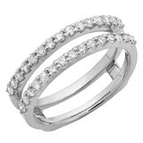 0.50 Carat (ctw) 18K White Gold Round Lab Grown Diamond Ladies Wedding Band Enhancer Guard Band 1/2 CT