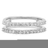 0.50 Carat (ctw) 18K White Gold Round Lab Grown Diamond Ladies Wedding Band Enhancer Guard Band 1/2 CT