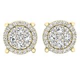 0.40 Carat (ctw) 10K Yellow Gold Round Lab Grown White Diamond Ladies Cluster Flower Stud Earrings
