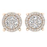 0.40 Carat (ctw) 18K Rose Gold Round Lab Grown White Diamond Ladies Cluster Flower Stud Earrings