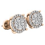 0.40 Carat (ctw) 18K Rose Gold Round Lab Grown White Diamond Ladies Cluster Flower Stud Earrings
