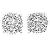 0.40 Carat (ctw) 18K White Gold Round Lab Grown White Diamond Ladies Cluster Flower Stud Earrings