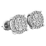 0.40 Carat (ctw) 18K White Gold Round Lab Grown White Diamond Ladies Cluster Flower Stud Earrings