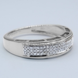 0.25 Carat Round Lab Grown White Diamond Men's Hip Hop Wedding Band in 10K White Gold 