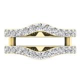 1.60 Carat (ctw) 14K Yellow Gold Round Lab Grown Daimond Ladies Wedding Double Enhancer Guard Ring