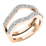 1.60 Carat (ctw) 18K Rose Gold Round Lab Grown Daimond Ladies Wedding Double Enhancer Guard Ring