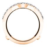 1.60 Carat (ctw) 18K Rose Gold Round Lab Grown Daimond Ladies Wedding Double Enhancer Guard Ring
