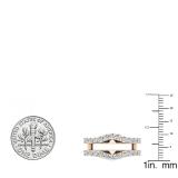 1.60 Carat (ctw) 18K Rose Gold Round Lab Grown Daimond Ladies Wedding Double Enhancer Guard Ring