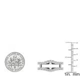 1.60 Carat (ctw) 18K White Gold Round Lab Grown Daimond Ladies Wedding Double Enhancer Guard Ring