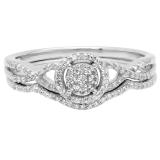 0.25 Carat (ctw) 10K White Gold Round Lab Grown Diamond Ladies Twisted Engagement Ring Set 1/4 CT