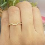 0.11 Carat (ctw) 18K Yellow Gold Round White Lab Grown Diamond Ladies Wedding Band Guard Ring