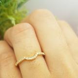 0.11 Carat (ctw) 18K Yellow Gold Round White Lab Grown Diamond Ladies Wedding Band Guard Ring