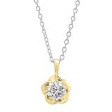 0.55 Carat (ctw) 10K Yellow Gold Round Lab Grown White Diamond Ladies Solitaire Pendant 1/2 CT