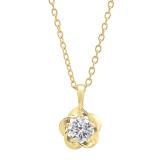 0.55 Carat (ctw) 10K Yellow Gold Round Lab Grown White Diamond Ladies Solitaire Pendant 1/2 CT