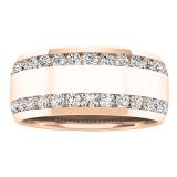 1.00 Carat (ctw) 18K Rose Gold Round Lab Grown White Diamond Ladies Anniversary Wedding Band 1 CT