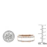 1.00 Carat (ctw) 18K Rose Gold Round Lab Grown White Diamond Ladies Anniversary Wedding Band 1 CT