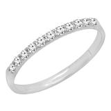 0.20 Carat (ctw) 14K White Gold Round Lab Grown Diamond Ladies Stackable Wedding Band 1/5 CT