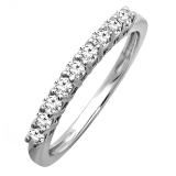 0.33 Carat (ctw) 14K White Gold Round Lab Grown Diamond Ladies Stackable Wedding Band 1/3 CT