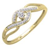 0.15 Carat (ctw) 10K Yellow Gold Round Lab Grown White Diamond Ladies Engagement Promise Ring