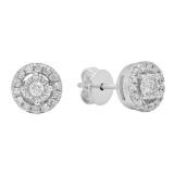 0.20 Carat (ctw) 10K White Gold Round Lab Grown White Diamond Ladies Cluster Stud Earrings