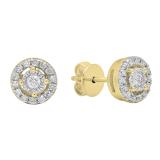 0.20 Carat (ctw) 10K Yellow Gold Round Lab Grown White Diamond Ladies Cluster Stud Earrings