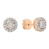 0.20 Carat (ctw) 14K Rose Gold Round Lab Grown White Diamond Ladies Cluster Stud Earrings