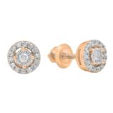 0.20 Carat (ctw) 14K Rose Gold Round Lab Grown White Diamond Ladies Cluster Stud Earrings