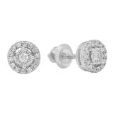 0.20 Carat (ctw) 14K White Gold Round Lab Grown White Diamond Ladies Cluster Stud Earrings
