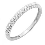 0.25 Carat (ctw) 10K White Gold Round Lab Grown Diamond Ladies Wedding Stackable Band 1/4 CT