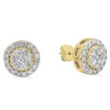 0.30 Carat (ctw) Round Lab Grown White Diamond Ladies Cluster Stud Earrings 1/3 CT 10K Yellow Gold