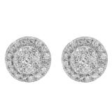 0.30 Carat (ctw) Round Lab Grown White Diamond Ladies Cluster Stud Earrings 1/3 CT 14K White Gold