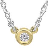 0.10 Carat (ctw) Round Lab Grown Diamond Ladies Solitaire Pendant 1/10 CT 10K Yellow Gold