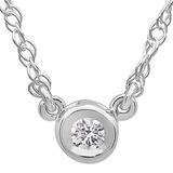 0.10 Carat (ctw) Round Lab Grown Diamond Ladies Solitaire Pendant 1/10 CT 10K White Gold