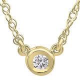 0.10 Carat (ctw) Round Lab Grown Diamond Ladies Solitaire Pendant 1/10 CT 10K Yellow Gold