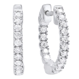 0.50 Carat (ctw) 10K White Gold Round Lab Grown White Diamond Ladies Hoop Earrings 1/2 CT
