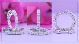 0.50 Carat (ctw) 10K White Gold Round Lab Grown White Diamond Ladies Hoop Earrings 1/2 CT