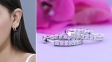 0.50 Carat (ctw) 10K White Gold Round Lab Grown White Diamond Ladies Hoop Earrings 1/2 CT