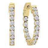 1.30 Carat (ctw) 14K Yellow Gold Round Lab Grown White Diamond Ladies Hoop Earrings
