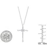 0.35 Carat (cttw) Round Diamond Ladies Cross Pendant 1/3 CT (Silver Chain Included) 10K White Gold