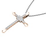 0.35 Carat (cttw) Round Diamond Ladies Cross Pendant 1/3 CT (Silver Chain Included) 14K Rose Gold