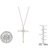 0.35 Carat (cttw) Round Diamond Ladies Cross Pendant 1/3 CT (Silver Chain Included) 14K Rose Gold
