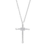 0.35 Carat (cttw) Round Diamond Ladies Cross Pendant 1/3 CT (Silver Chain Included) 14K White Gold